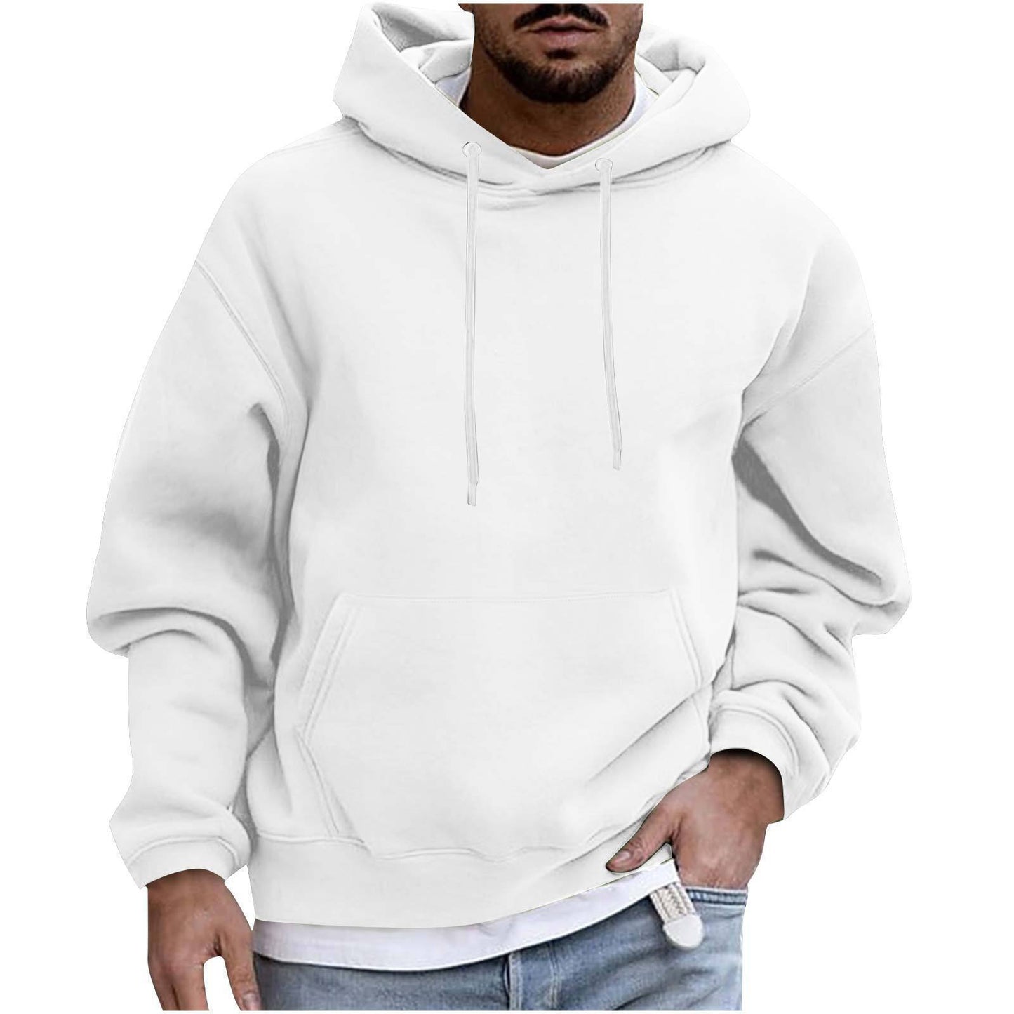 Moletom masculino com capuz cor sólida casual
