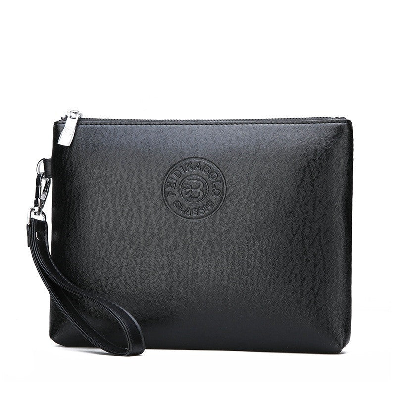 Bolsa de mão masculina casual em couro sintético macio