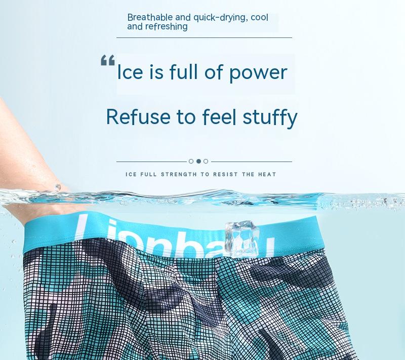 Boxers masculinos de seda gelada leves respiráveis ​​​​para meninos jovens estampados cuecas boxer